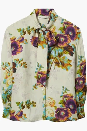 Tory Burch Printed Viscose Bow Blouse for Women | The Deal Outlet