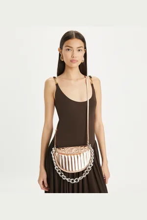 Tory Burch Mini Fleming Soft Metallic Quilt Crescent Bag