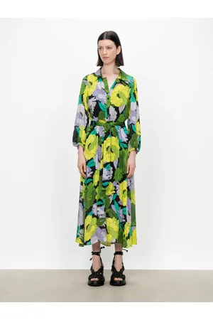 Veronika Maine Scattered Peonies Shirt Dress Tropical Lime