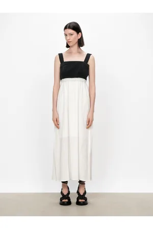 Veronika Maine Modal Yoryu Spliced Midi Dress Ivory