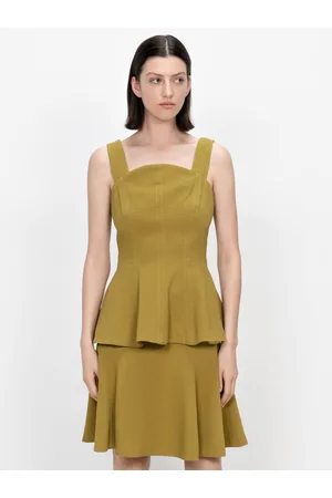 Veronika Maine Seersucker Peplum Top Cumin