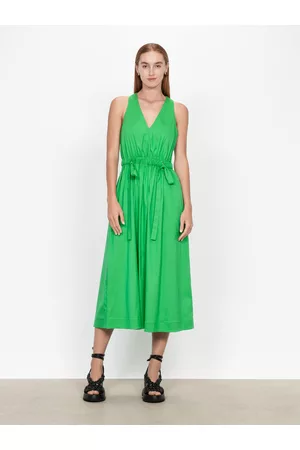 Veronika Maine Women Midi Dresses - Stretch Poplin Gathered Midi Dress Clover Green