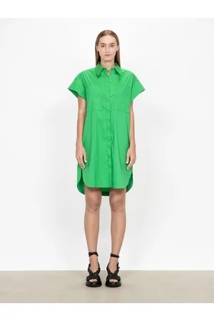Veronika Maine Stretch Poplin Shirt Dress Clover Green