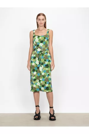 Veronika Maine Women Printed Dresses - Garden Floral Midi Dress Spring Green