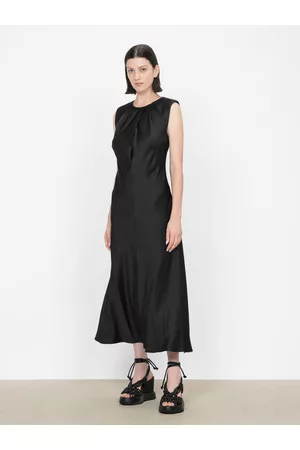 Veronika Maine Women Midi Dresses - Soft Satin Bias Midi Dress Black