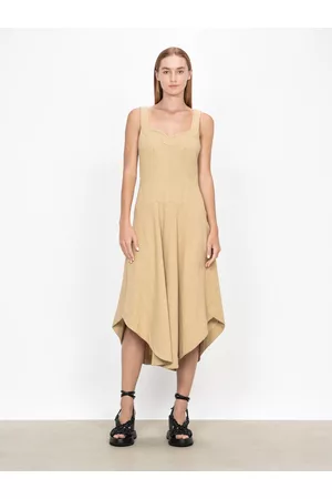 Veronika Maine Women Midi Dresses - Slubbed Cotton Midi Dress Natural