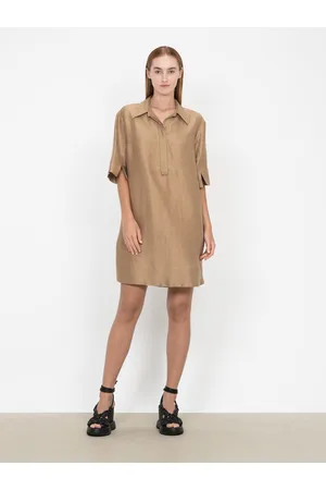 Veronika Maine Hemp Nylon Shirt Dress Caramel