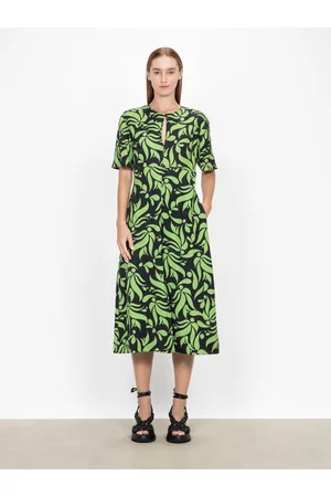 Veronika Maine Women Midi Dresses - Ivy Deco Leaves Midi Dress