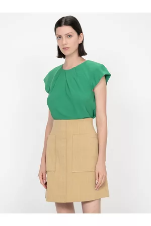 Veronika Maine Airy Twill Bias Top Clover Green