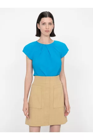 Veronika Maine Airy Twill Bias Top Azure