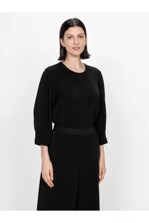 Veronika Maine Women Tops - Washed Crepe Folded Front Top Black