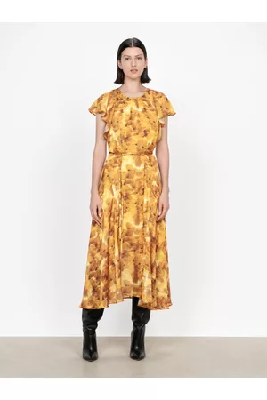 Veronika Maine Women Midi Dresses - Marigold Daisy Georgette Midi Dress