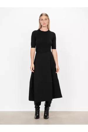 Veronika Maine Women Midi Skirts - Crinkle Weave Midi Skirt Black