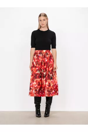 Veronika Maine Women Midi Skirts - Watercolour Organza Midi Skirt Rust