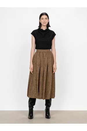 Veronika Maine Women Midi Skirts - Crinkle Jacquard Midi Skirt Bronze