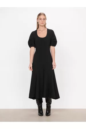 Veronika Maine Women Midi Dresses - Ottoman Weave Midi Dress Black