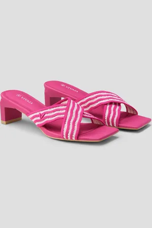 vivaia Square-Toe Block Heel Criss-Cross Sandal (Jennifer）