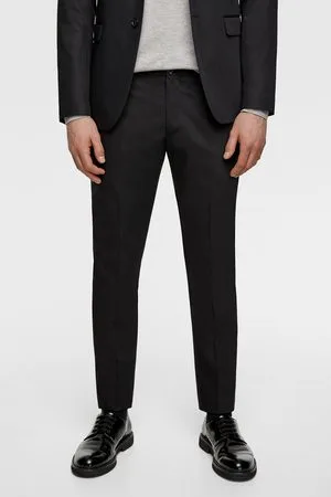 Slim Fit Tuxedo Pant - Black Chintz, Suit Pants