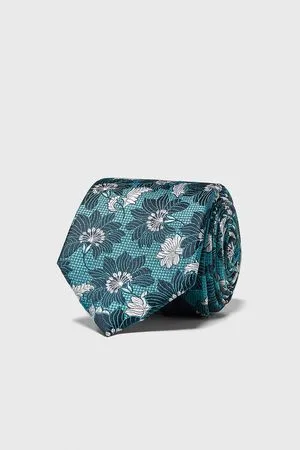 Zara Men Neckties - Floral jacquard wide tie