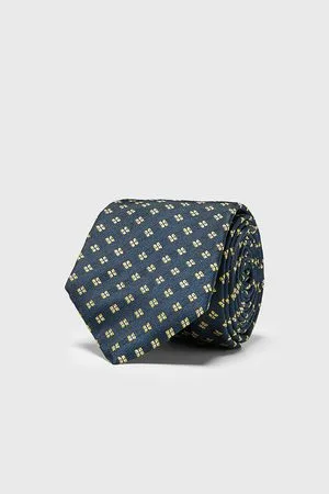 Zara Geometric jacquard wide tie
