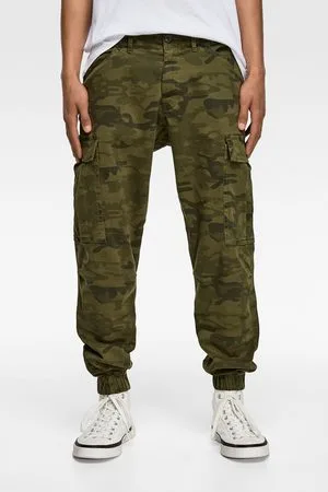 ZARA Khaki Camouflage Skinny Stretch Moto Style Cargo Pants Jeans Sz US 4   eBay