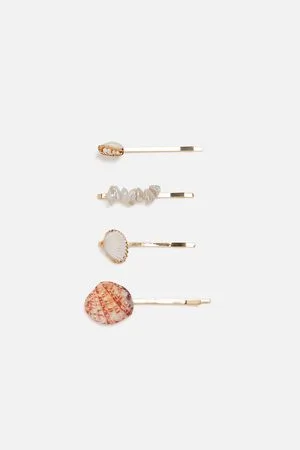 Zara Pack of pearl bead and shell hair clips