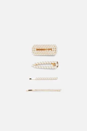 Zara Pack of pearl bead hair clips