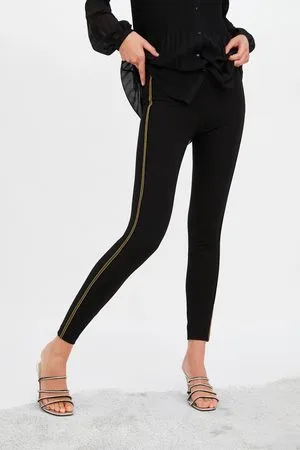 Zara | Pants & Jumpsuits | New Zara Front Zip Contrast Double Racing Stripe  Stretchy Knit Hot Pant Leggings | Poshmark