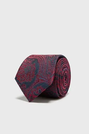 Zara Paisley jacquard wide tie