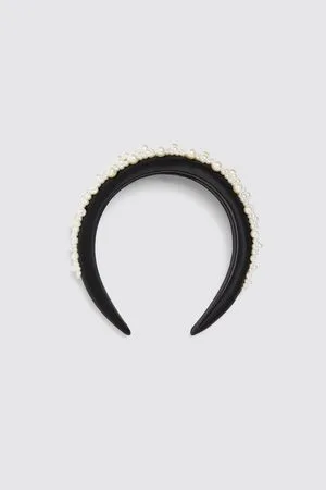 Zara Satin headband with pearl beads
