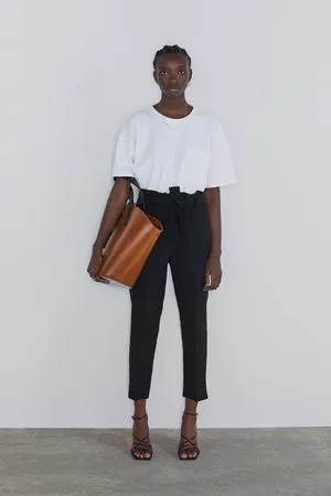Zara Women Belts - Paperbag trousers with belt